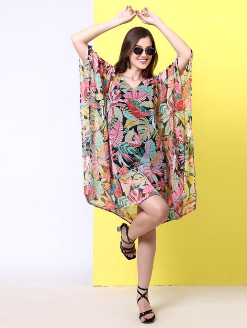 women printed kimono sleeve kaftan dress - 22077722 - Very Small Image - 1