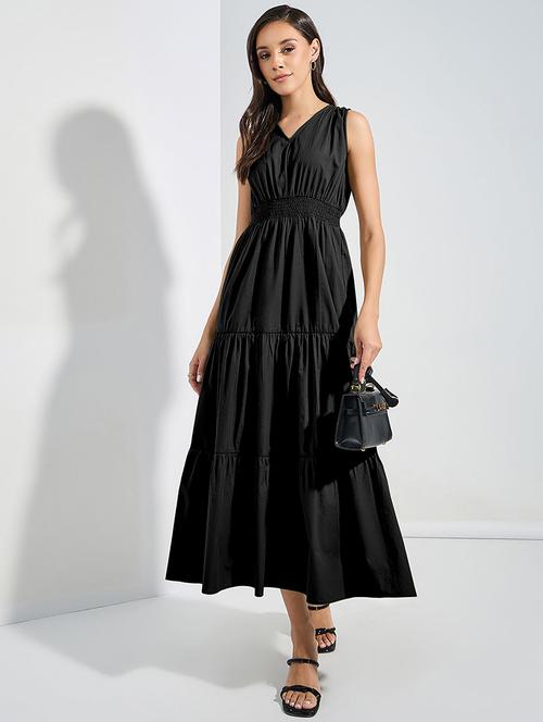 women solid sleveeless tiered dress - 22077971 - Very Small Image - 1