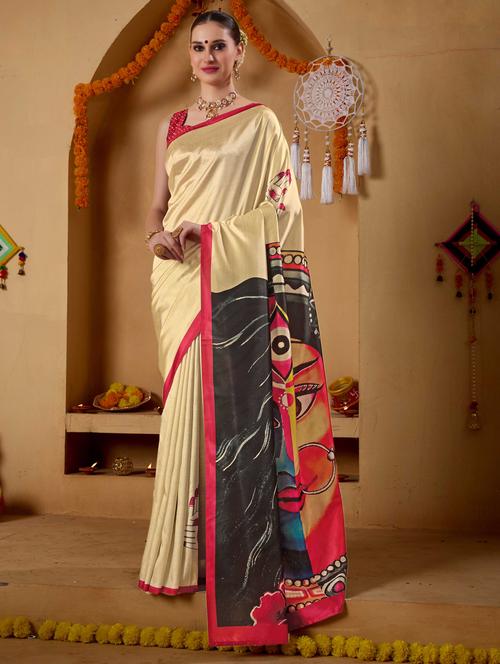 women printed casual wear saree with blouse - 22078185 - Very Small Image - 1