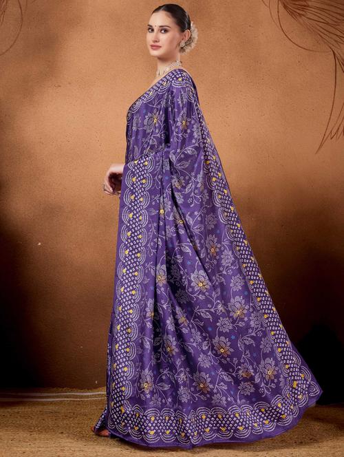 women bandhani ready to wear saree with blouse - 22078197 - Very Small Image - 1