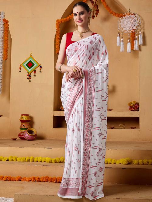 women printed casual wear saree with blouse - 22078209 - Very Small Image - 1