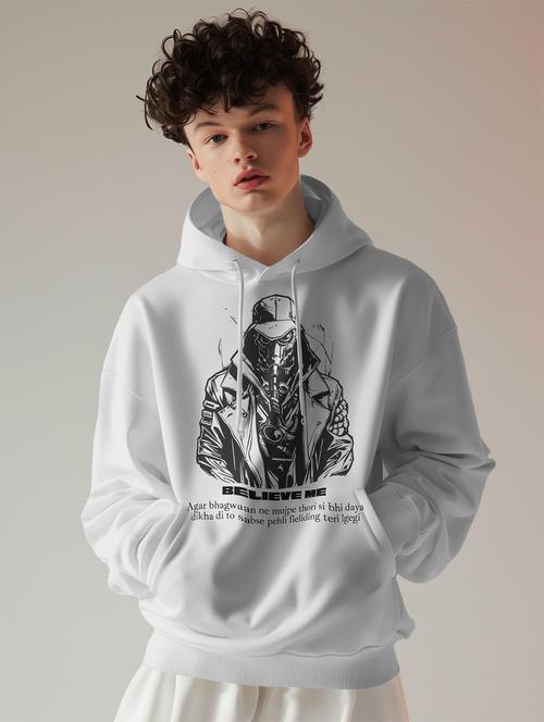 men front print long sleeve hooded sweatshirt - 22079137 - Very Small Image - 1