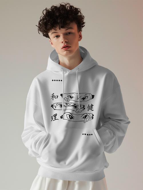 men front print long sleeve hooded sweatshirt - 22079140 - Very Small Image - 1