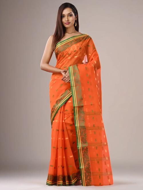 Women Self Design Tant Saree - 22079273 - Very Small Image - 1