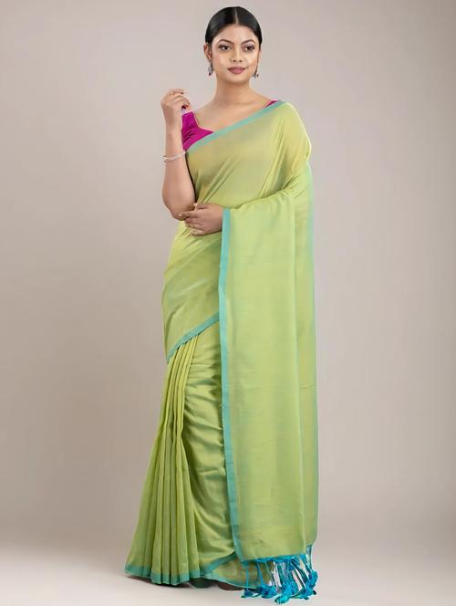 women solid handloom saree with blouse - 22079292 - Very Small Image - 1