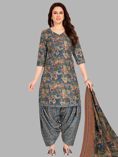 women printed unstitched salwar suit set - 22079503 - Very Small Image - 1