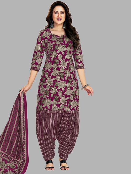 women floral printed unstitched salwar suit set - 22079523 - Very Small Image - 1
