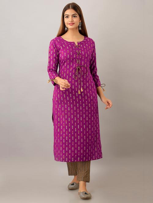 women paisley printed three quarter sleeve straight kurta - 22079787 - Very Small Image - 1