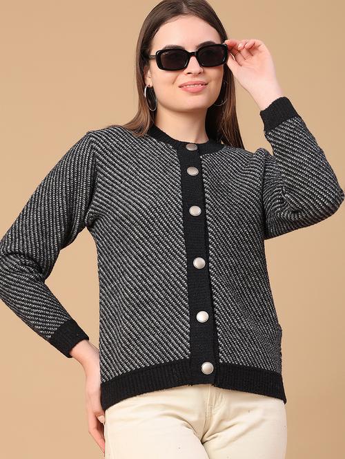 women self design long sleeve cardigan - 22080194 - Very Small Image - 1