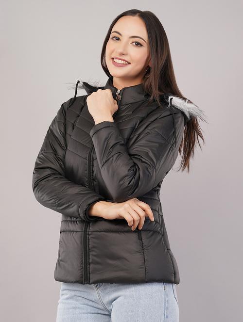 women solid long sleeve puffer jacket - 22080932 - Very Small Image - 1
