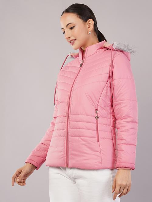 women solid long sleeve hooded quilted jacket - 22080934 - Very Small Image - 1