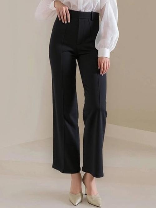 women solid high rise striaght trouser - 22081068 - Very Small Image - 1
