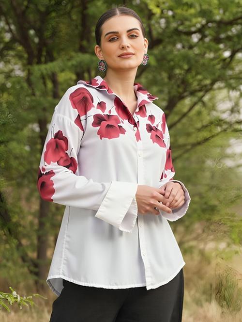 women floral print long sleeve collared shirt - 22081072 - Very Small Image - 1