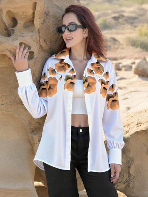 women floral print long sleeve collared shirt - 22081084 - Very Small Image - 1