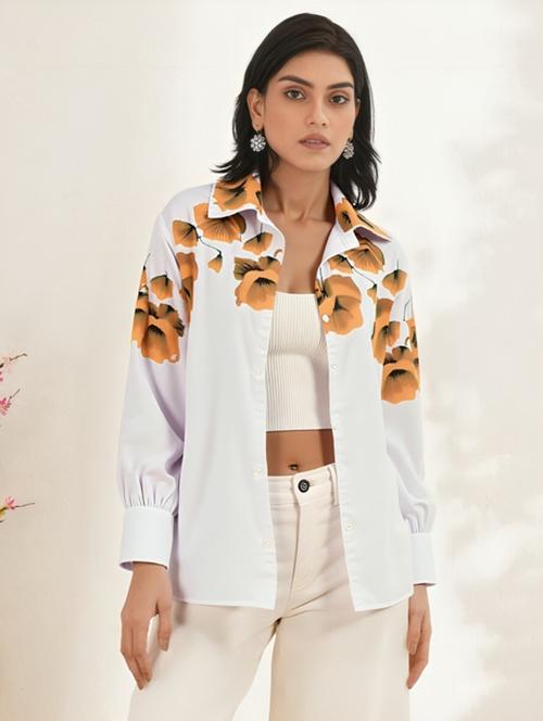 women floral print long sleeve collared shirt - 22081090 - Very Small Image - 1