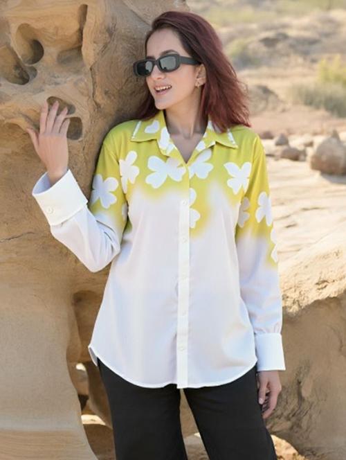 women floral print long sleeve collared shirt - 22081137 - Very Small Image - 1