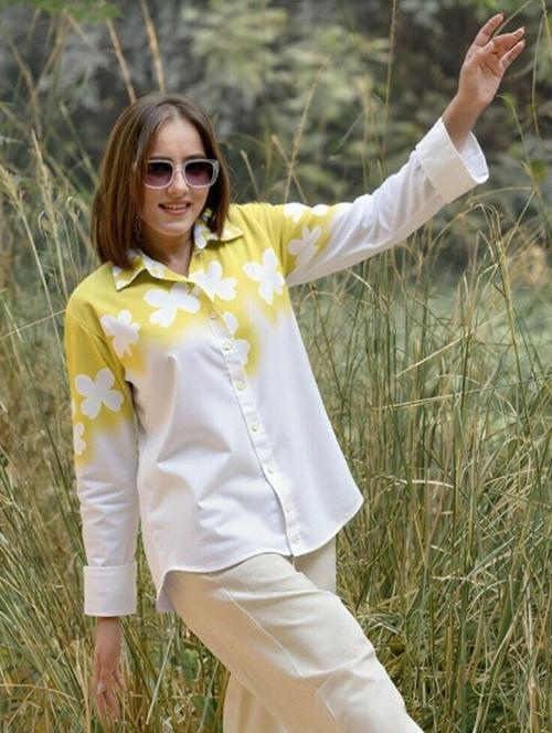 women floral print long sleeve collared shirt - 22081139 - Very Small Image - 1