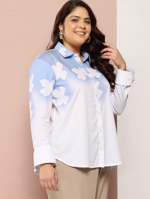 women floral print long sleeve collared shirt - 22081145 - Very Small Image - 1