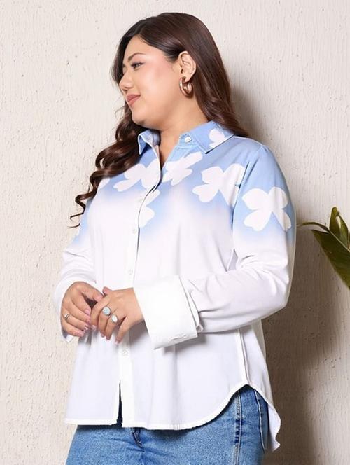 women floral print long sleeve collared shirt - 22081148 - Very Small Image - 1