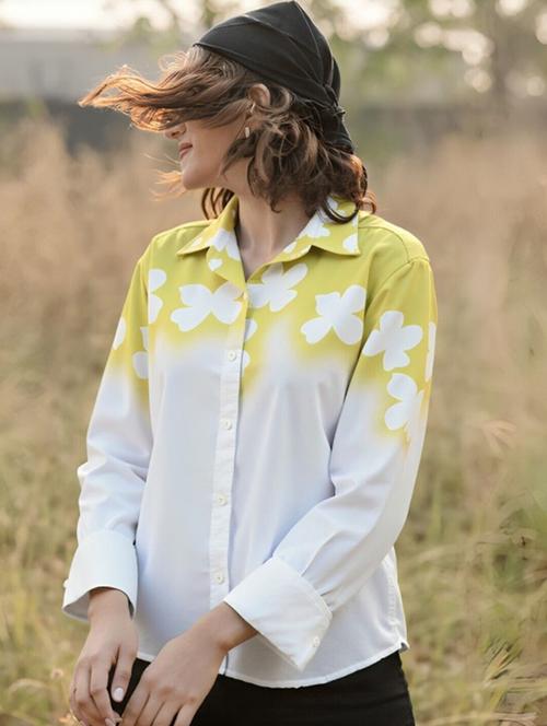 women floral print long sleeve collared shirt - 22081153 - Very Small Image - 1
