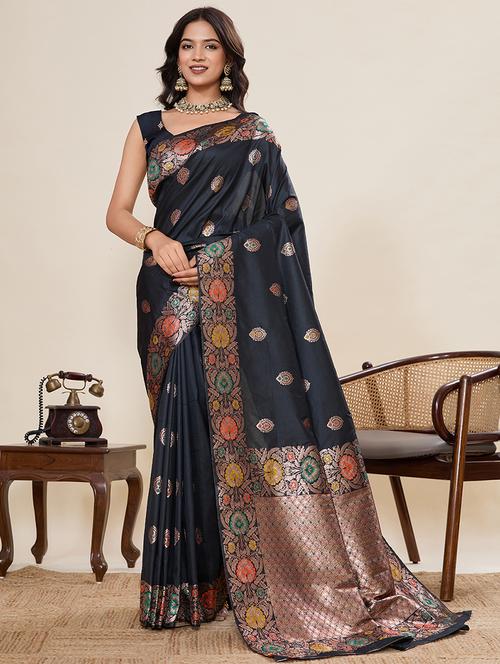 women self design banarasi saree with blouse - 22082202 - Very Small Image - 1