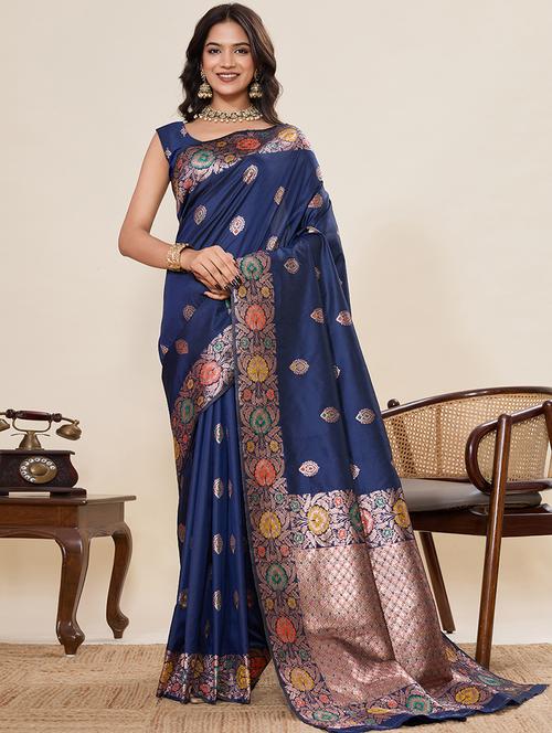 women self design banarasi saree with blouse - 22082206 - Very Small Image - 1