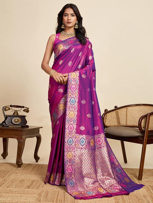 women self design banarasi saree with blouse - 22082209 - Very Small Image - 1