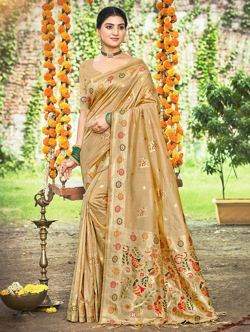 women self design assam silk saree with blouse - 22082275 - Very Small Image - 1