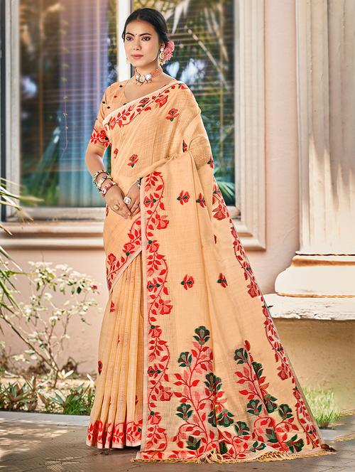 women self design handloom saree with blouse - 22082294 - Very Small Image - 1