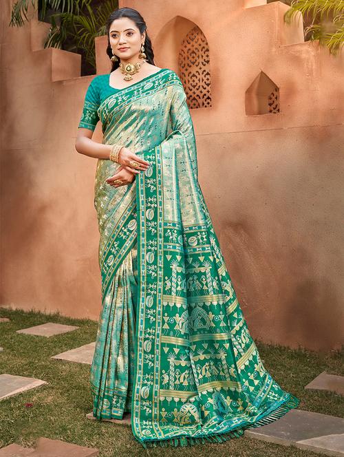 women self design kanjivaram saree with blouse - 22082316 - Very Small Image - 1
