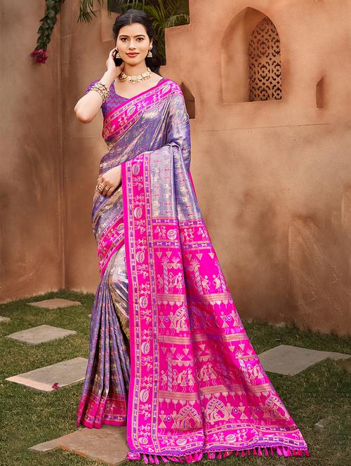women self design kanjivaram saree with blouse - 22082317 - Very Small Image - 1