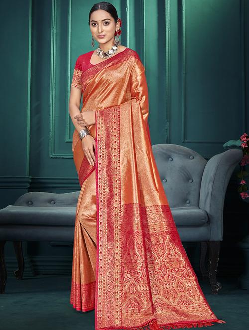 women self design kanjivaram saree with blouse - 22082378 - Very Small Image - 1