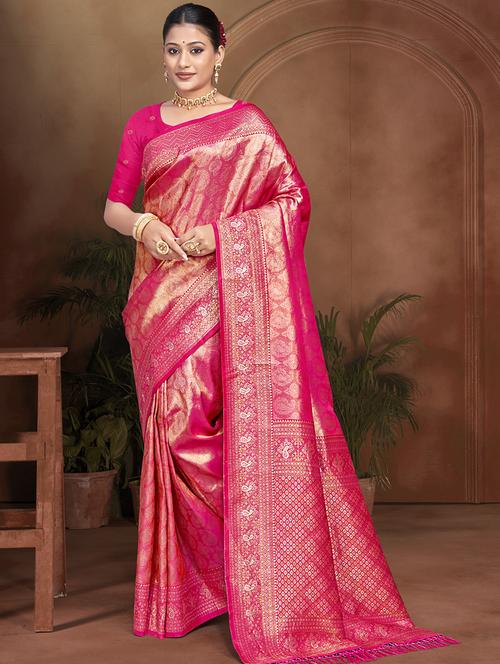 women self design kanjivaram saree with blouse - 22082388 - Very Small Image - 1