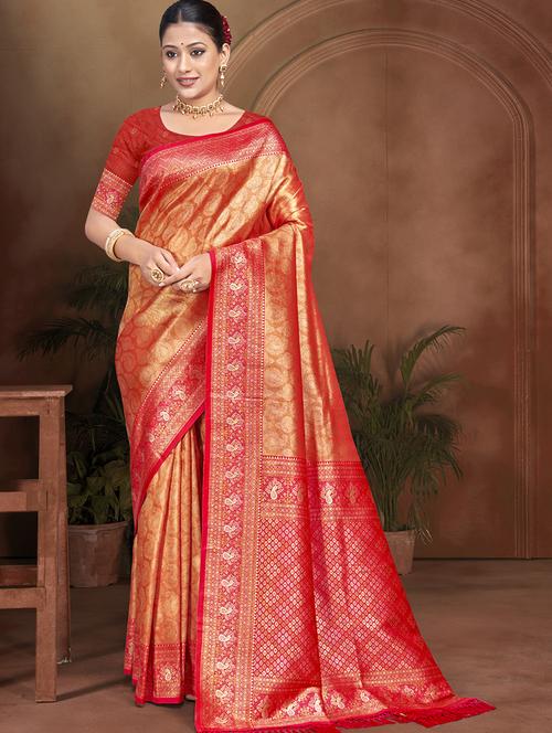 women self design kanjivaram saree with blouse - 22082390 - Very Small Image - 1