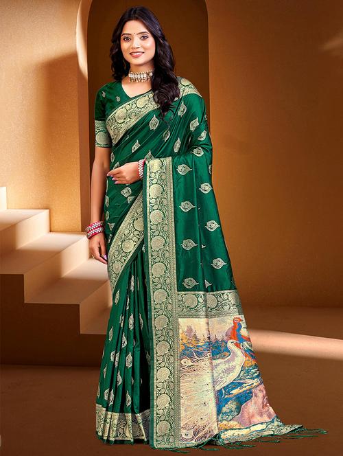 women self design banarasi saree with blouse - 22082399 - Very Small Image - 1