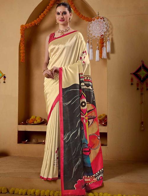 women printed casual wear saree with blouse - 22082990 - Very Small Image - 1