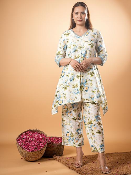 women three quarter sleeve regular fit ethnic co-ord set - 22083117 - Very Small Image - 1