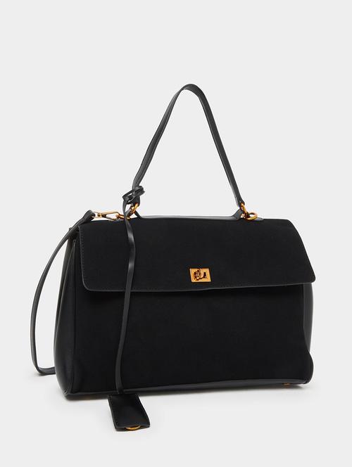 women black solid pu handbag - 22083476 - Very Small Image - 1