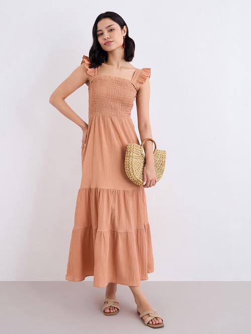women solid sleeveless smocked tiered dress - 22083521 - Very Small Image - 1