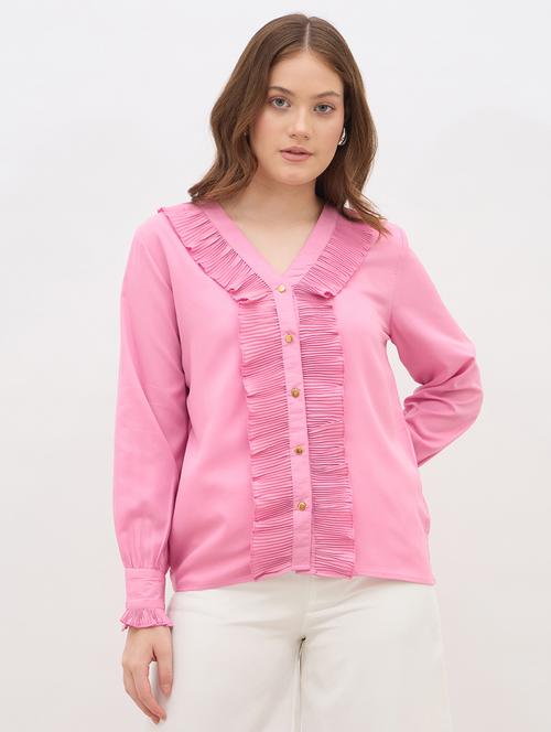 women pink long sleeve regular fit shirt - 22083532 - Very Small Image - 1