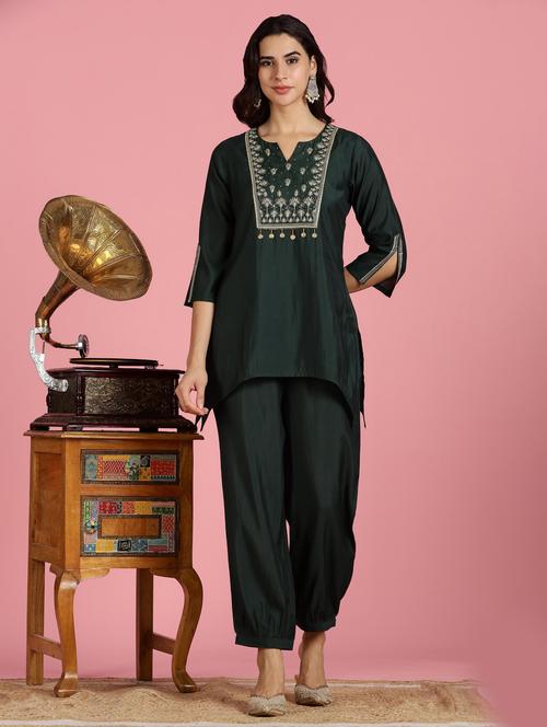 women embroidered three quarter sleeve ethnic co-ord set - 22083653 - Very Small Image - 1