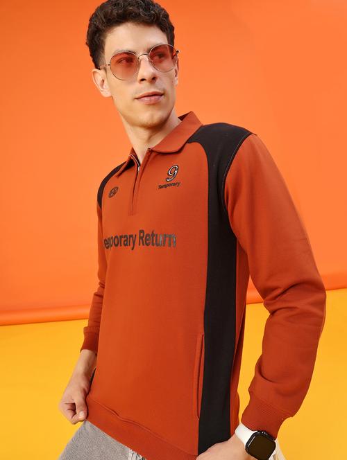 rust cotton front print sweatshirt - 22083872 - Very Small Image - 1