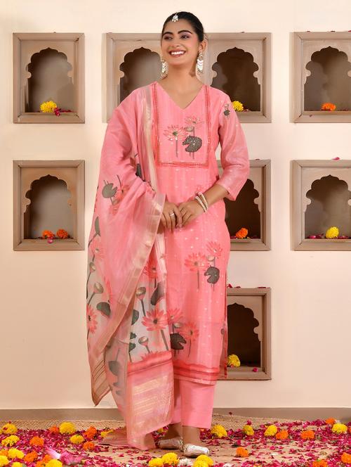 women floral three quarter sleeve kurta pant with dupatta set - 22084001 - Very Small Image - 1