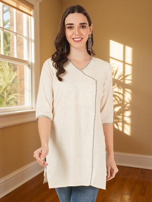 women embroidered three quarter sleeve straight kurti - 22084052 - Very Small Image - 1