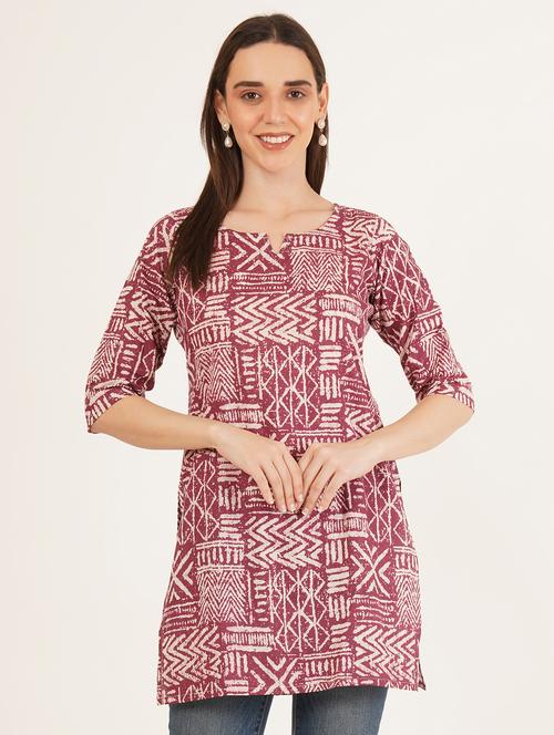 women printed three quarter sleeve straight kurti - 22084123 - Very Small Image - 1