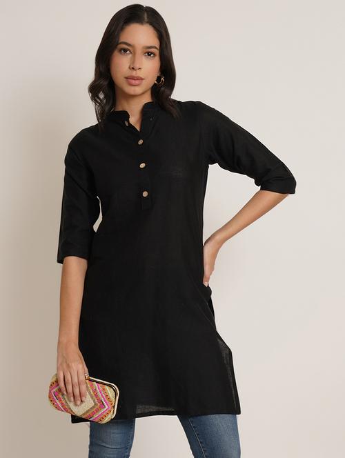 women solid three quarter sleeve straight kurti - 22084161 - Very Small Image - 1