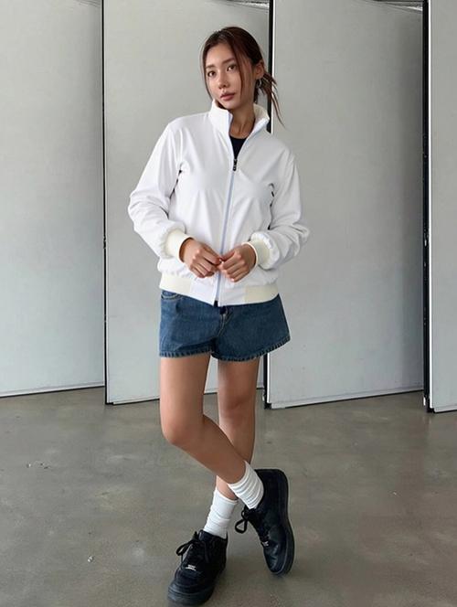 women solid stand collar long sleeve jacket - 22084563 - Very Small Image - 1