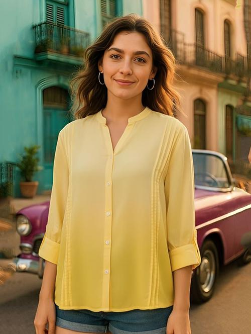 women ombre print mandarin collar regular fit shirt - 22084565 - Very Small Image - 1