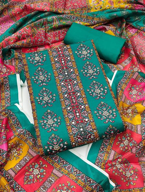 women printed embroidered unstitched suit set - 22084788 - Very Small Image - 1