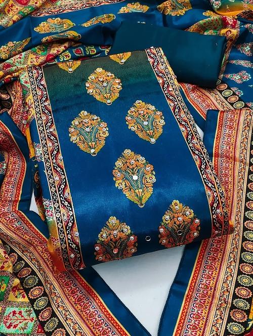 women printed embroidered unstitched suit set - 22084793 - Very Small Image - 1